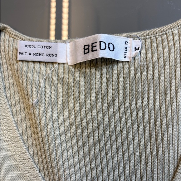 Bedo 100% Cotton sage rib knit button up Sleeveless Vest women's size Medium - Picture 5 of 8